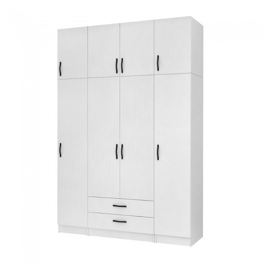 Ντουλάπα ρούχων Ricardo Megapap τετράφυλλη με πατάρι και συρτάρια χρώμα λευκό 160x51,8x240εκ. Ντουλάπα ρούχων Ricardo Megapap τετράφυλλη με πατάρι και συρτάρια χρώμα λευκό 160x51,8x240εκ.