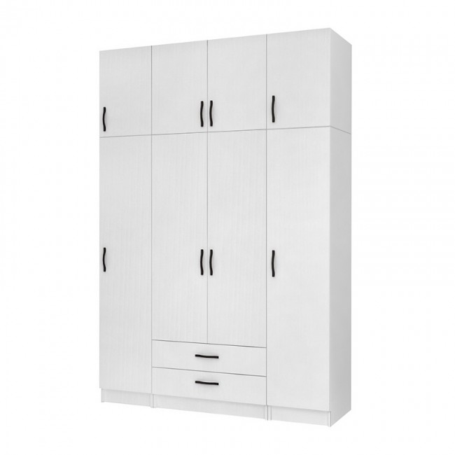 Ντουλάπα ρούχων Ricardo Megapap τετράφυλλη με πατάρι και συρτάρια χρώμα λευκό 160x51,8x240εκ. Ντουλάπα ρούχων Ricardo Megapap τετράφυλλη με πατάρι και συρτάρια χρώμα λευκό 160x51,8x240εκ.