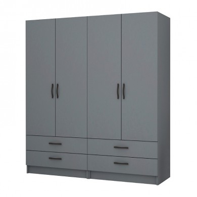 Ricardo Megapap four doors melamine wardrobe in anthracite color 160x51,8x181cm.