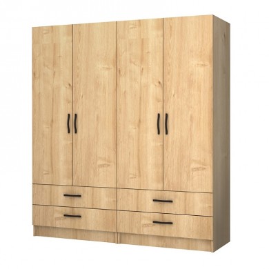 Ricardo Megapap four doors melamine wardrobe in oak color 160x51,8x181cm.
