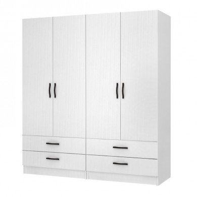 Ricardo Megapap four doors melamine wardrobe in white color 160x51,8x181cm.