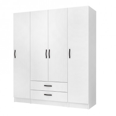 Ricardo Megapap four doors melamine wardrobe in white color 160x51,8x181cm.