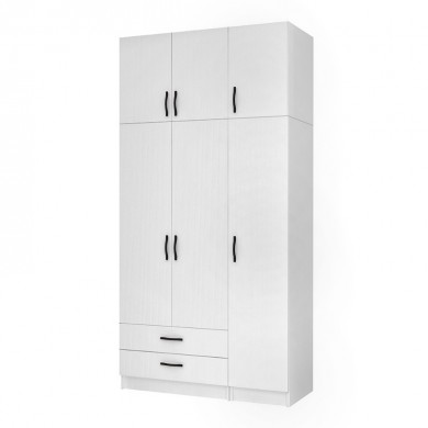 Ricardo Megapap three doors melamine wardrobe with cabinet in white color 120x51,8x240cm.
