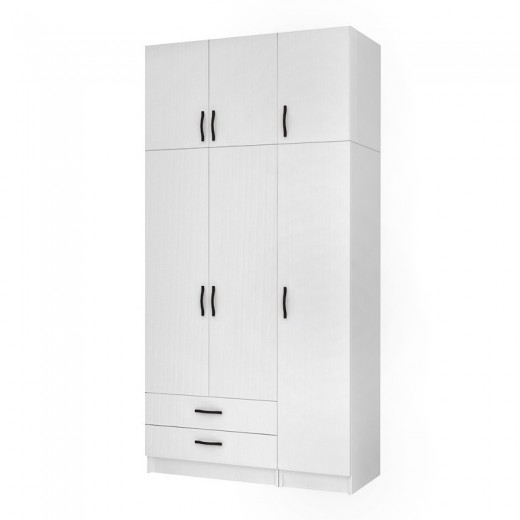 Ντουλάπα ρούχων Ricardo Megapap τρίφυλλη με πατάρι και συρτάρια χρώμα λευκό 120x51,8x240εκ. Ντουλάπα ρούχων Ricardo Megapap τρίφυλλη με πατάρι και συρτάρια χρώμα λευκό 120x51,8x240εκ.