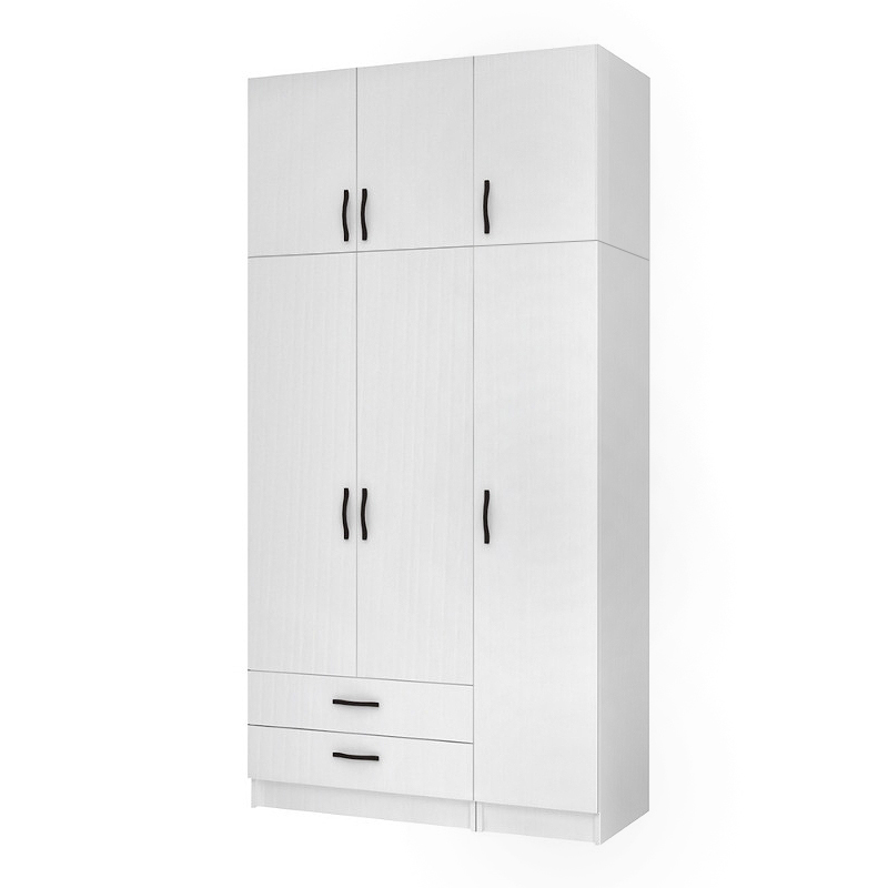 Ricardo Megapap three doors melamine wardrobe with cabinet in white color 120x51,8x240cm.