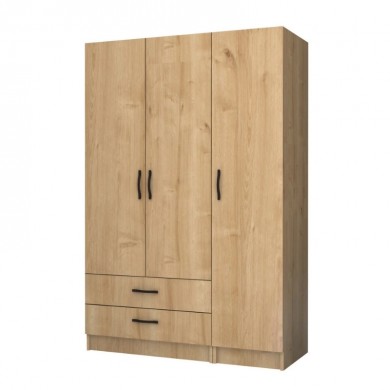 Ricardo Megapap three doors melamine wardrobe in oak color 120x51,8x181cm.