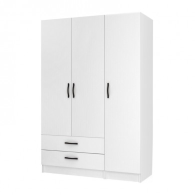 Ricardo Megapap three doors melamine wardrobe in white color 120x51,8x181cm.