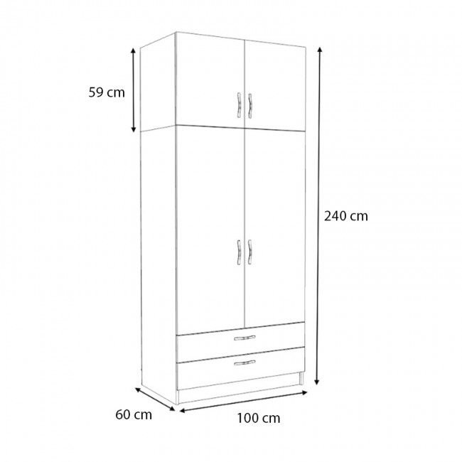 Ντουλάπα ρούχων Victoria Megapap δίφυλλη με πατάρι και συρτάρια χρώμα καρυδί 100x60x240εκ. Ντουλάπα ρούχων Victoria Megapap δίφυλλη με πατάρι και συρτάρια χρώμα καρυδί 100x60x240εκ.