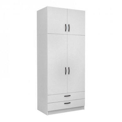 Victoria Megapap two doors melamine wardrobe with cabinet in white color 100x60x240cm.