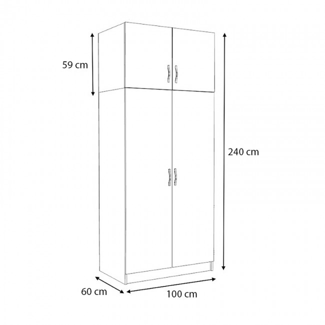 Ντουλάπα ρούχων Victoria Megapap δίφυλλη με πατάρι χρώμα καρυδί 100x60x240εκ. Ντουλάπα ρούχων Victoria Megapap δίφυλλη με πατάρι χρώμα καρυδί 100x60x240εκ.