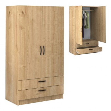 Victoria Megapap two doors melamine wardrobe with drawers  in oak color 100x60x181cm.