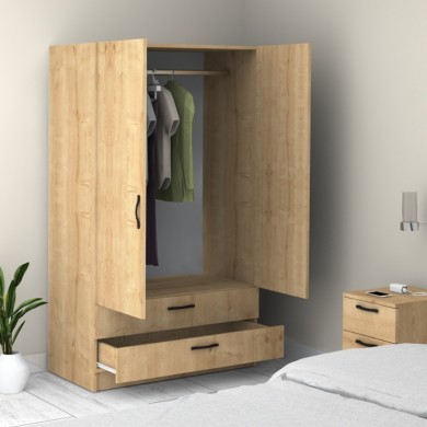Victoria Megapap two doors melamine wardrobe with drawers  in oak color 100x60x181cm.