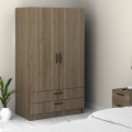 Victoria Megapap two doors melamine wardrobe with drawers  in walnut color 100x60x181cm.