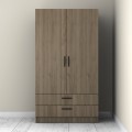 Victoria Megapap two doors melamine wardrobe with drawers  in walnut color 100x60x181cm.