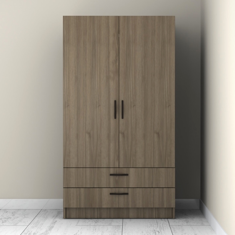 Victoria Megapap two doors melamine wardrobe with drawers  in walnut color 100x60x181cm.