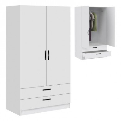 Victoria Megapap two doors melamine wardrobe with drawers  in white color 100x60x181cm.