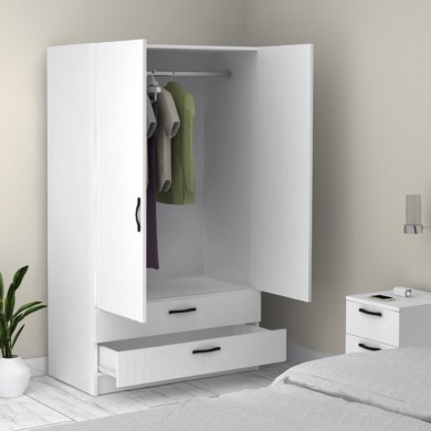 Victoria Megapap two doors melamine wardrobe with drawers  in white color 100x60x181cm.