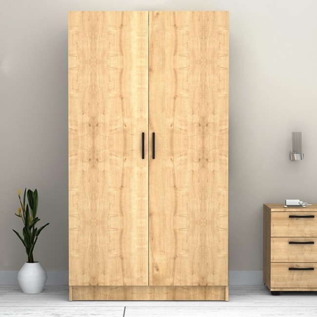 Ντουλάπα ρούχων Victoria Megapap δίφυλλη χρώμα φυσικό οξιάς 100x60x181εκ.