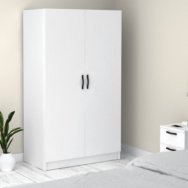 Ντουλάπα ρούχων Victoria Megapap δίφυλλη χρώμα λευκό 100x60x181εκ.