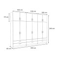 Victoria Megapap six doors melamine wardrobe with cabinet in walnut color 300x60x240cm.