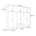 Victoria Megapap six doors melamine wardrobe with cabinet in walnut color 300x60x240cm.
