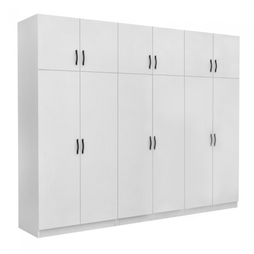 Ντουλάπα ρούχων Victoria Megapap εξάφυλλη με πατάρι χρώμα λευκό 300x60x240εκ. Ντουλάπα ρούχων Victoria Megapap εξάφυλλη με πατάρι χρώμα λευκό 300x60x240εκ.