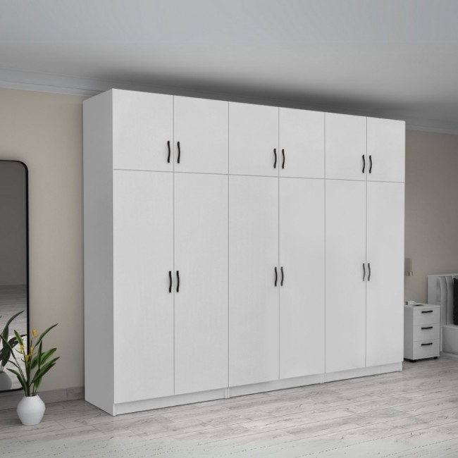 Ντουλάπα ρούχων Victoria Megapap εξάφυλλη με πατάρι χρώμα λευκό 300x60x240εκ. Ντουλάπα ρούχων Victoria Megapap εξάφυλλη με πατάρι χρώμα λευκό 300x60x240εκ.