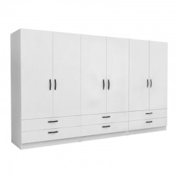 Ντουλάπα ρούχων Victoria Megapap εξάφυλλη με συρτάρια χρώμα λευκό 300x60x181εκ. Ντουλάπα ρούχων Victoria Megapap εξάφυλλη με συρτάρια χρώμα λευκό 300x60x181εκ.