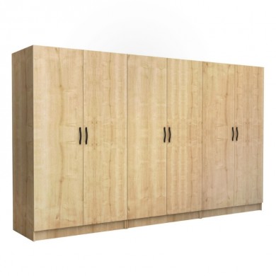 Victoria Megapap six doors melamine wardrobe in oak color 300x60x181cm.
