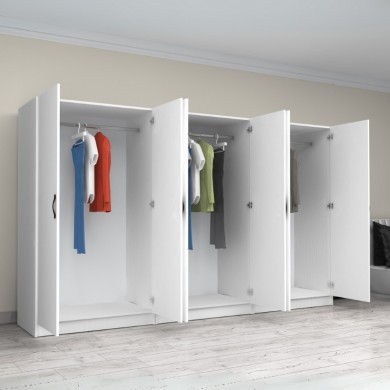 Victoria Megapap six doors melamine wardrobe in white color 300x60x181cm.