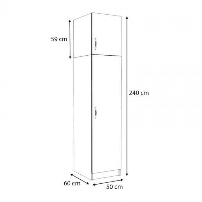 Ντουλάπα ρούχων Victoria Megapap μονόφυλλη με πατάρι χρώμα φυσικό οξιάς 50x60x240εκ.