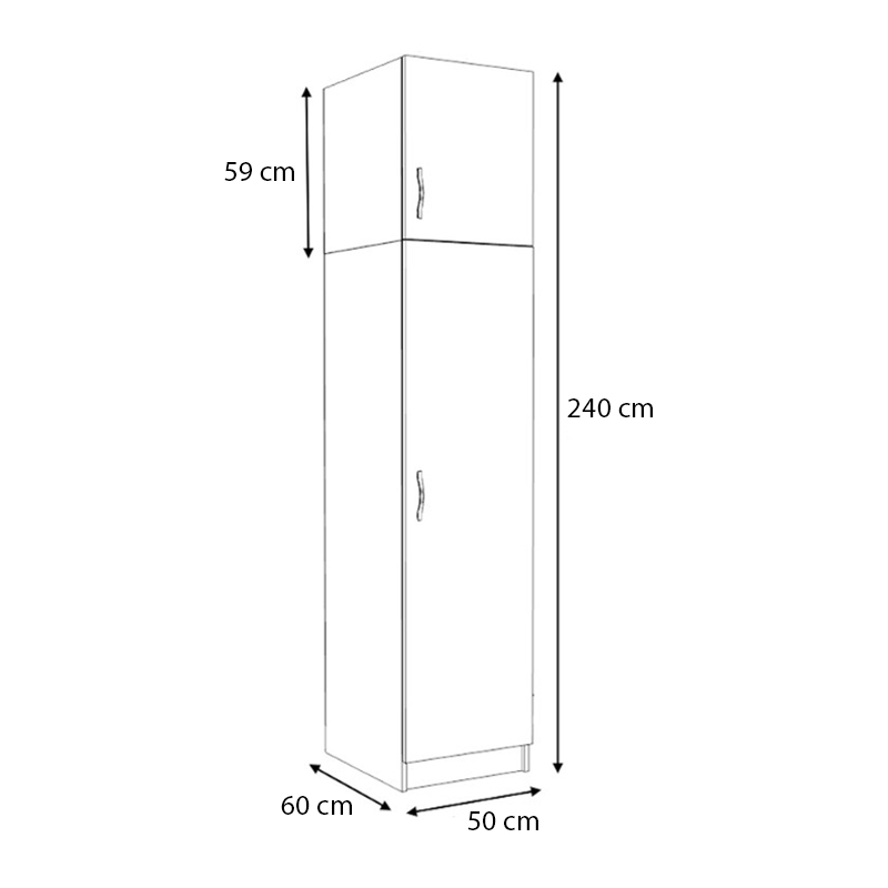 Victoria Megapap single door melamine wardrobe with cabinet in oak color 50x60x240cm.