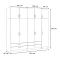 Victoria Megapap five doors melamine wardrobe with cabinet in walnut color 250x60x240cm.