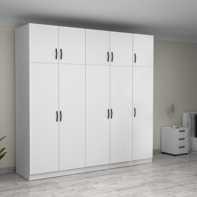 Ντουλάπα ρούχων Victoria Megapap πεντάφυλλη με πατάρι χρώμα λευκό 250x60x240εκ. Ντουλάπα ρούχων Victoria Megapap πεντάφυλλη με πατάρι χρώμα λευκό 250x60x240εκ.