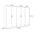 Victoria Megapap five doors melamine wardrobe in walnut color 250x60x181cm.