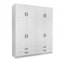 Ντουλάπα ρούχων Victoria Megapap τετράφυλλη με πατάρι και συρτάρια χρώμα λευκό 200x60x240εκ. Ντουλάπα ρούχων Victoria Megapap τετράφυλλη με πατάρι και συρτάρια χρώμα λευκό 200x60x240εκ.