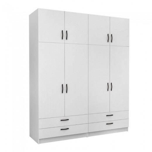 Ντουλάπα ρούχων Victoria Megapap τετράφυλλη με πατάρι και συρτάρια χρώμα λευκό 200x60x240εκ. Ντουλάπα ρούχων Victoria Megapap τετράφυλλη με πατάρι και συρτάρια χρώμα λευκό 200x60x240εκ.