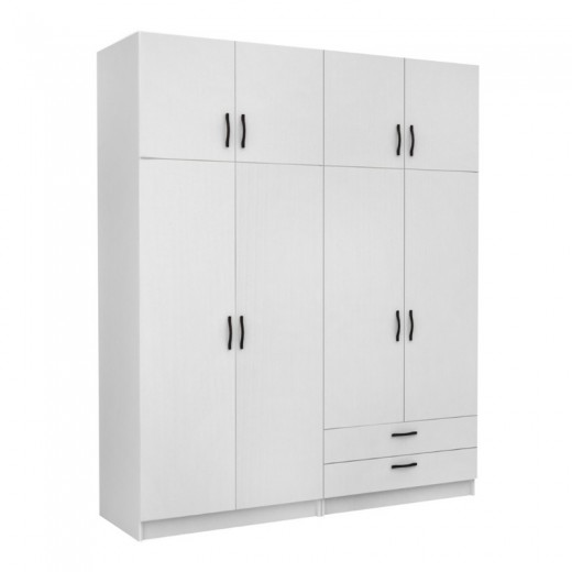 Ντουλάπα ρούχων Victoria Megapap τετράφυλλη με πατάρι και συρτάρια χρώμα λευκό 200x60x240εκ. Ντουλάπα ρούχων Victoria Megapap τετράφυλλη με πατάρι και συρτάρια χρώμα λευκό 200x60x240εκ.