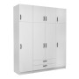 Victoria Megapap four doors melamine wardrobe with cabinet in white color 200x60x240cm.