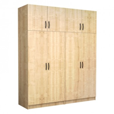 Victoria Megapap four doors melamine wardrobe with cabinet in oak color 200x60x240cm.