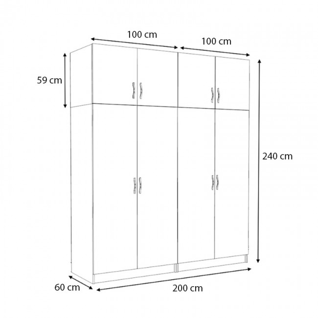 Ντουλάπα ρούχων Victoria Megapap τετράφυλλη με πατάρι χρώμα φυσικό οξιάς 200x60x240εκ. Ντουλάπα ρούχων Victoria Megapap τετράφυλλη με πατάρι χρώμα φυσικό οξιάς 200x60x240εκ.