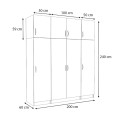 Victoria Megapap four doors melamine wardrobe with cabinet in walnut color 200x60x240cm.