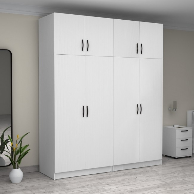 Ντουλάπα ρούχων Victoria Megapap τετράφυλλη με πατάρι χρώμα λευκό 200x60x240εκ. Ντουλάπα ρούχων Victoria Megapap τετράφυλλη με πατάρι χρώμα λευκό 200x60x240εκ.