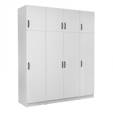 Victoria Megapap four doors melamine wardrobe with cabinet in white color 200x60x240cm.
