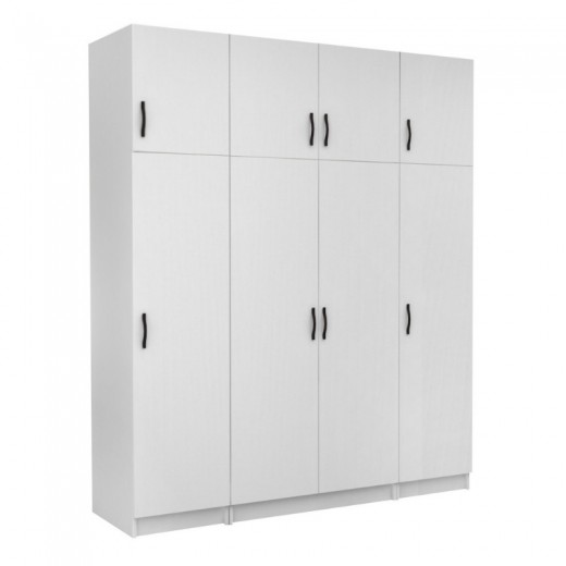 Ντουλάπα ρούχων Victoria Megapap τετράφυλλη με πατάρι χρώμα λευκό 200x60x240εκ. Ντουλάπα ρούχων Victoria Megapap τετράφυλλη με πατάρι χρώμα λευκό 200x60x240εκ.