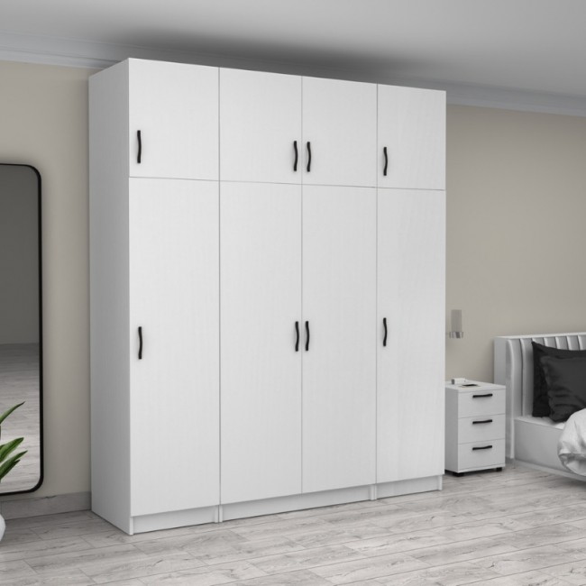 Ντουλάπα ρούχων Victoria Megapap τετράφυλλη με πατάρι χρώμα λευκό 200x60x240εκ. Ντουλάπα ρούχων Victoria Megapap τετράφυλλη με πατάρι χρώμα λευκό 200x60x240εκ.