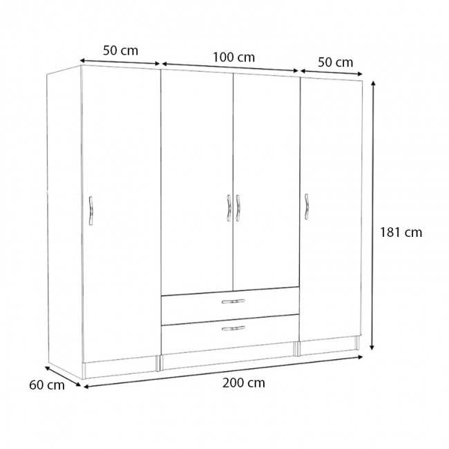 Ντουλάπα ρούχων Victoria Megapap τετράφυλλη με συρτάρια χρώμα φυσικό οξιάς 200x60x181εκ. Ντουλάπα ρούχων Victoria Megapap τετράφυλλη με συρτάρια χρώμα φυσικό οξιάς 200x60x181εκ.