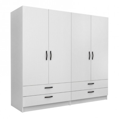 Victoria Megapap four doors melamine wardrobe in white color 200x60x181cm.