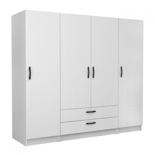 Ντουλάπα ρούχων Victoria Megapap τετράφυλλη με συρτάρια χρώμα λευκό 200x60x181εκ. Ντουλάπα ρούχων Victoria Megapap τετράφυλλη με συρτάρια χρώμα λευκό 200x60x181εκ.