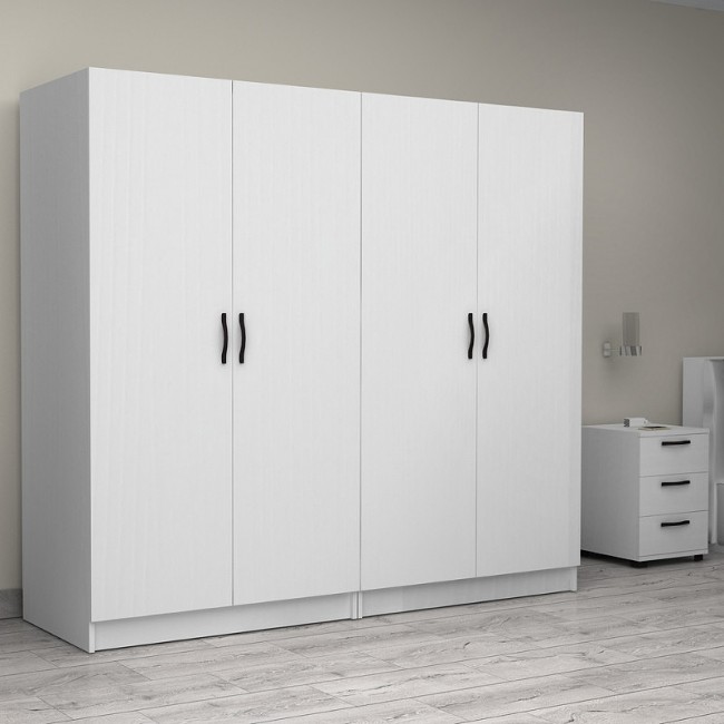 Ντουλάπα ρούχων Victoria Megapap τετράφυλλη χρώμα λευκό 200x60x181εκ.